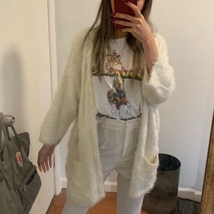 Fluffy White Cardigan